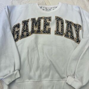 White 'Game Day' Leopard Print Sweatshirt